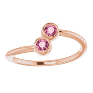 14K Rose Natural Pink Tourmaline Two-Stone Ring