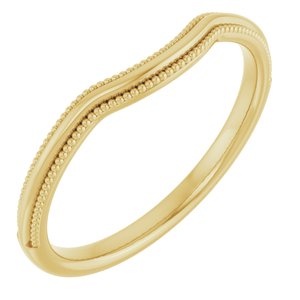 14K Yellow Beaded Edge Contour Band