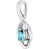 14K White 6x4 mm Oval Natural Blue Zircon Pendant