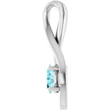 14K White 6x4 mm Oval Natural Blue Zircon Pendant