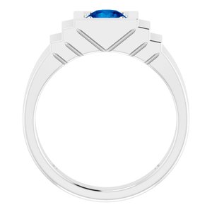 Platinum Lab-Grown Blue Sapphire Ring