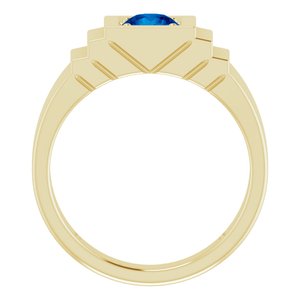 14K Yellow Lab-Grown Blue Sapphire Ring