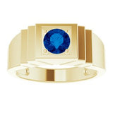 14K Yellow Lab-Grown Blue Sapphire Ring