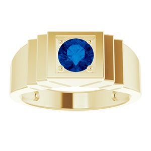 14K Yellow Lab-Grown Blue Sapphire Ring