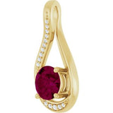 14K Yellow 6 mm Natural Rhodolite Garnet & .04 CTW Natural Diamond Pendant