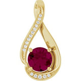 14K Yellow 6 mm Natural Rhodolite Garnet & .04 CTW Natural Diamond Pendant