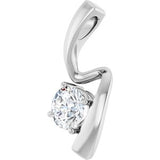 14K White 3/4 CT Natural Diamond Pendant