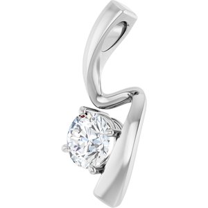 14K White 3/4 CT Natural Diamond Pendant