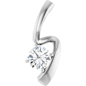 14K White 3/4 CT Natural Diamond Pendant