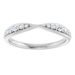 14K White 1/5 CTW Natural Diamond Pinched Contour Band