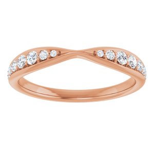 14K Rose 1/5 CTW Natural Diamond Pinched Contour Band