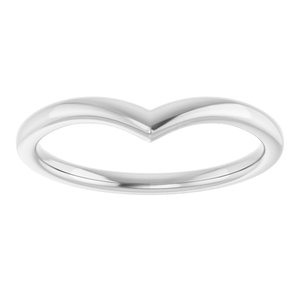14K White V Contour Band