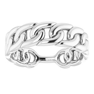 Platinum Stackable Chain Link Ring