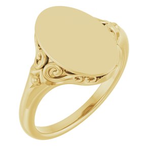 14K Yellow Oval Signet Ring