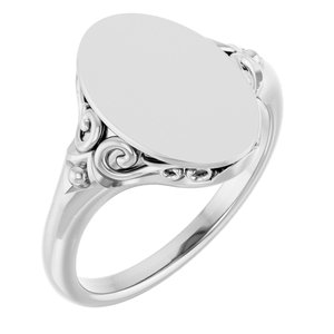 Platinum Oval Signet Ring