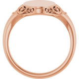 14K Rose Oval Signet Ring