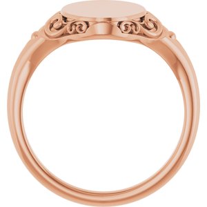 14K Rose Oval Signet Ring