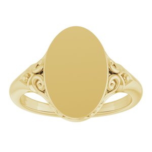 14K Yellow Oval Signet Ring
