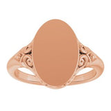 14K Rose Oval Signet Ring