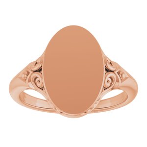 14K Rose Oval Signet Ring