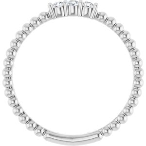 Platinum 1/10 CTW Natural Diamond Beaded Ring