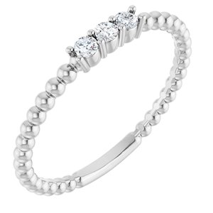 Platinum 1/10 CTW Natural Diamond Beaded Ring