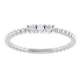 Sterling Silver 1/10 CTW Natural Diamond Beaded Ring