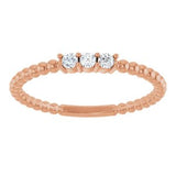 14K Rose 1/10 CTW Natural Diamond Beaded Ring