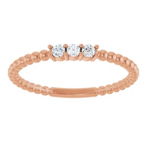 14K Rose 1/10 CTW Natural Diamond Beaded Ring