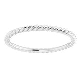 14K White 1.3 mm Skinny Rope Band Size 5.5