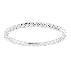 14K White 1.3 mm Skinny Rope Band Size 5.5