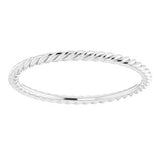 14K White 1.3 mm Skinny Rope Band Size 8