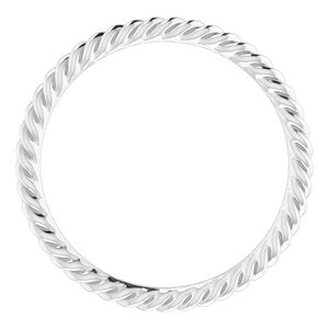 14K White 1.3 mm Skinny Rope Band Size 5