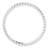 14K White 1.3 mm Skinny Rope Band Size 6.5