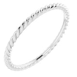 14K White 1.3 mm Skinny Rope Band Size 8