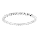 14K White 1.3 mm Skinny Rope Band Size 5