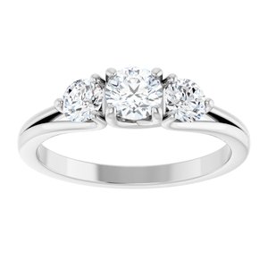 Platinum 3/4 CTW Natural Diamond Three-Stone Engagement Ring