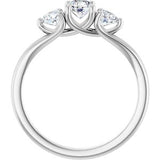 14K White 3/4 CTW Natural Diamond Three-Stone Engagement Ring