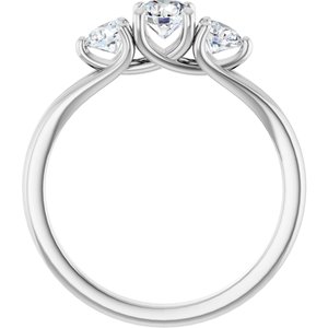 14K White 3/4 CTW Natural Diamond Three-Stone Engagement Ring