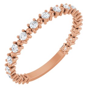 14K Rose 1/3 CTW Natural Diamond Bead Anniversary Band