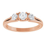 14K Rose 1/2 CTW Natural Diamond Three-Stone Engagement Ring