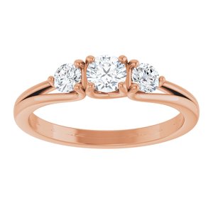 14K Rose 1/2 CTW Natural Diamond Three-Stone Engagement Ring