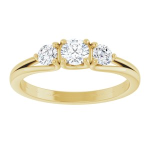 14K Yellow 1/2 CTW Natural Diamond Three-Stone Engagement Ring