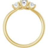14K Yellow 1/2 CTW Natural Diamond Three-Stone Engagement Ring