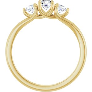 14K Yellow 1/2 CTW Natural Diamond Three-Stone Engagement Ring