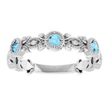 Sterling Silver Natural Aquamarine & .03 CTW Natural Diamond Leaf Ring