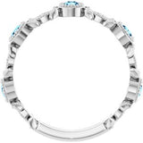 Platinum Natural Aquamarine & .03 CTW Natural Diamond Leaf Ring