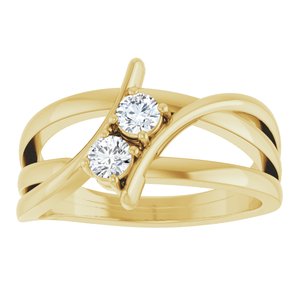 14K Yellow 1/4 CTW Natural Diamond Two-Stone Ring
