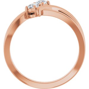 14K Rose 1/4 CTW Natural Diamond Two-Stone Ring