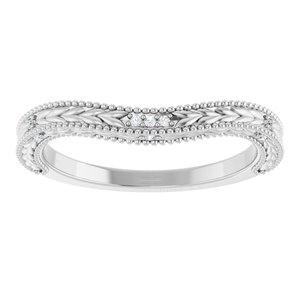 14K White .03 CTW Natural Diamond Contour Band